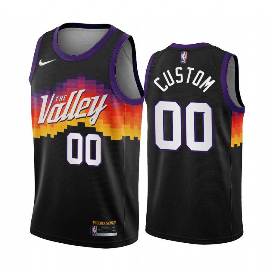 Men Phoenix Suns 00 custom black city edition the valley 2020 nba jersey